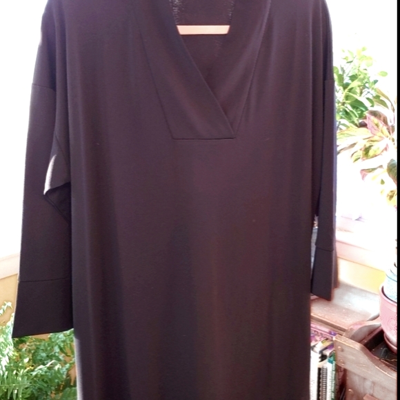 Lands' End Tops - Lands End Slinky Matt Black Tunic 3/4 sleeves